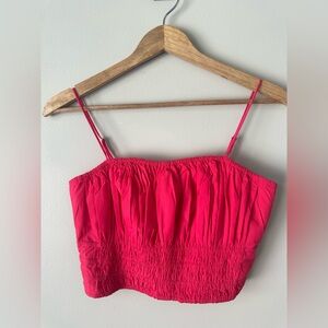 Abercrombie and Fitch Pink Ruched and smocked tank crop top. Women’s Medium